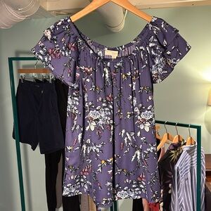 Satin Floral Purple Top